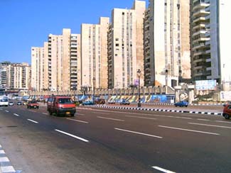 Courniche road in Moustafa Kamel area in Alexandria